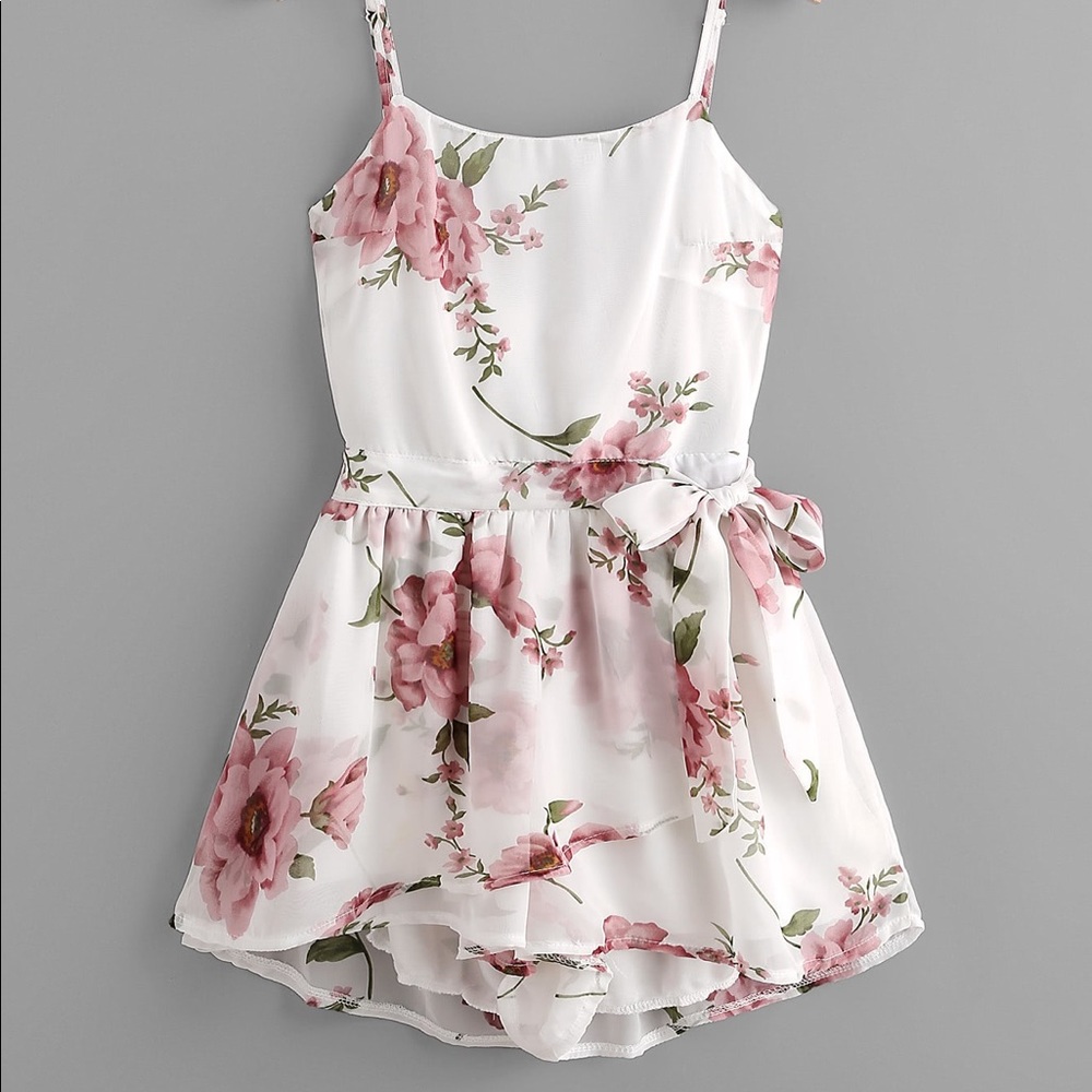 Floral Bow Tie Back Romper